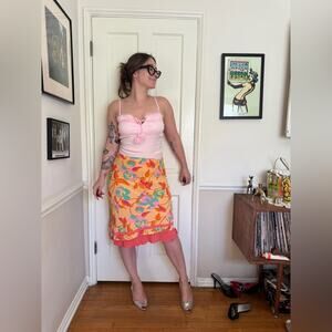 Late 90s/Y2K Vintage Reversible Slip Skirt Sz L